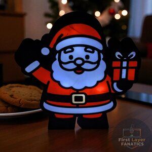 Light-Up Santa Claus Figure | 3D Printed Christmas Lightbox, Holiday Night Light